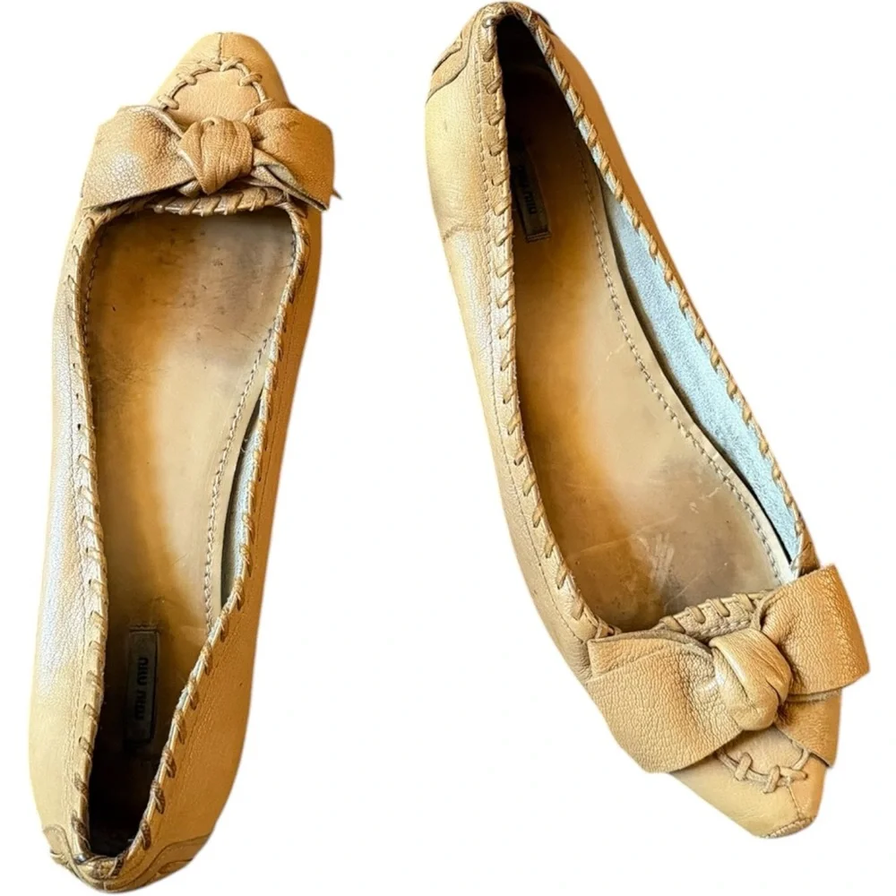miu miu Vintage Designer Bow Ballet Flats